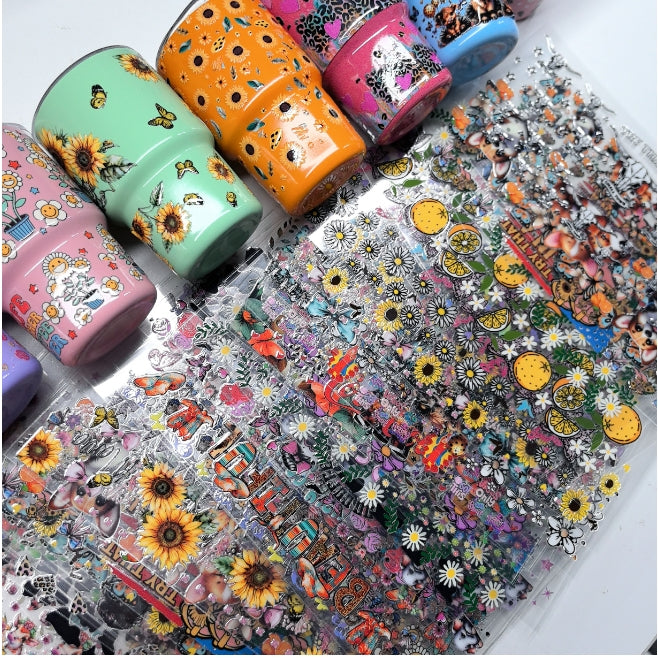 Wholesale 3oz mini stainless steel cup UV DTF stickers Random 20pcs/50pcs Wraps For DIY Craft